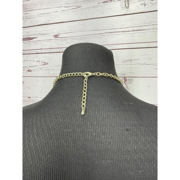 Vintage Peach‎ & Gold Toned Teardrop Statement Necklace - Picture 2 of 7